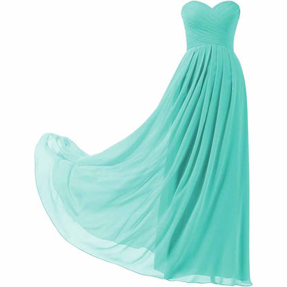 Chiffon Bridesmaid Dresses Long Strapless Ball Gown Wedding Guest Dress A-Line Formal Evening Dress