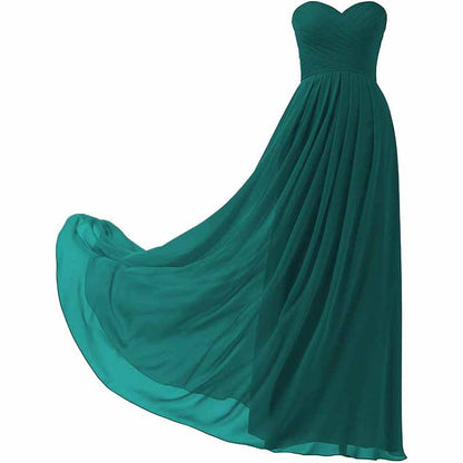 Chiffon Bridesmaid Dresses Long Strapless Ball Gown Wedding Guest Dress A-Line Formal Evening Dress