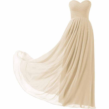 Chiffon Bridesmaid Dresses Long Strapless Ball Gown Wedding Guest Dress A-Line Formal Evening Dress