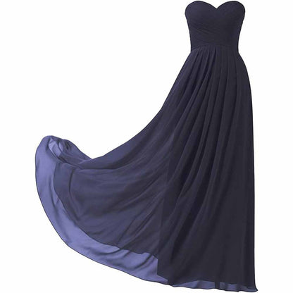 Chiffon Bridesmaid Dresses Long Strapless Ball Gown Wedding Guest Dress A-Line Formal Evening Dress