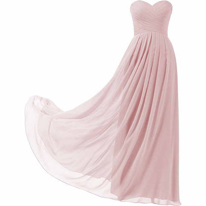Chiffon Bridesmaid Dresses Long Strapless Ball Gown Wedding Guest Dress A-Line Formal Evening Dress