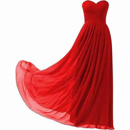 Chiffon Bridesmaid Dresses Long Strapless Ball Gown Wedding Guest Dress A-Line Formal Evening Dress