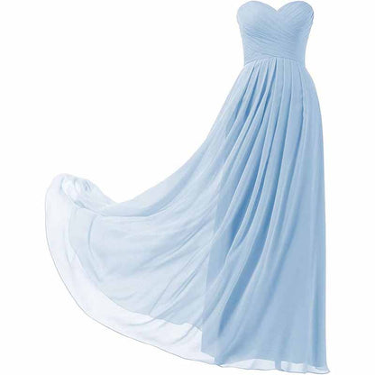 Chiffon Bridesmaid Dresses Long Strapless Ball Gown Wedding Guest Dress A-Line Formal Evening Dress