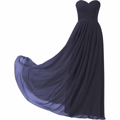 Chiffon Bridesmaid Dresses Long Strapless Ball Gown Wedding Guest Dress A-Line Formal Evening Dress
