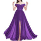 Off Shoulder Bridesmaid Dresses A-line Pleated Chiffon Formal Evening Gowns