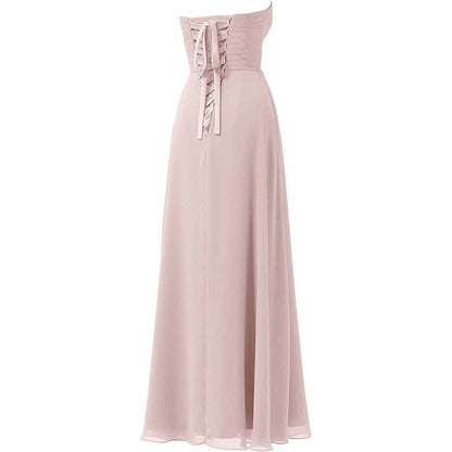 Chiffon Bridesmaid Dresses Long Strapless Ball Gown Wedding Guest Dress A-Line Formal Evening Dress