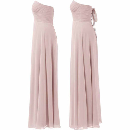 Chiffon Bridesmaid Dresses Long Strapless Ball Gown Wedding Guest Dress A-Line Formal Evening Dress
