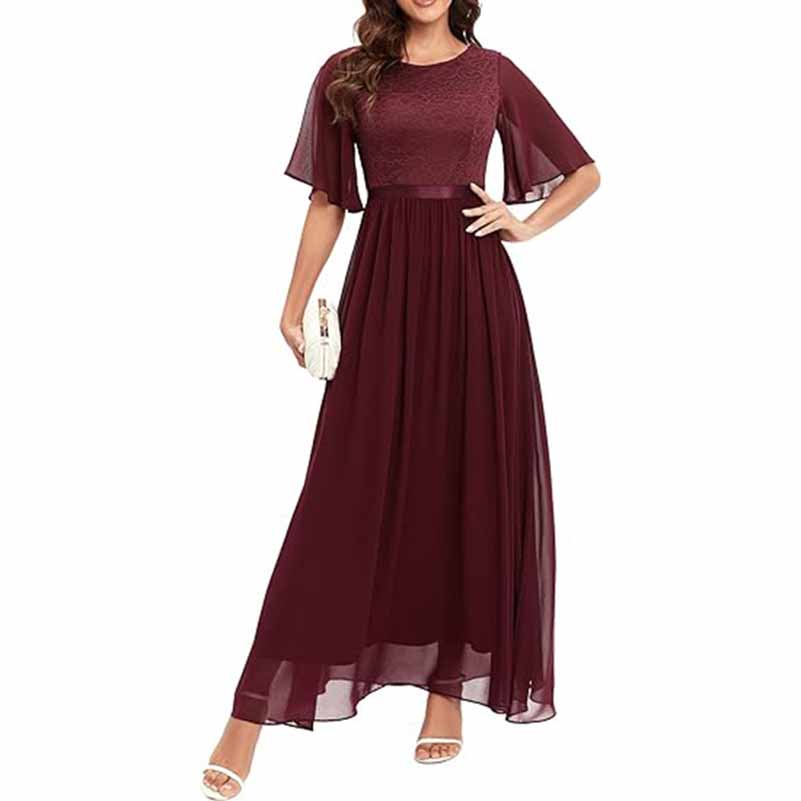 Junior Bridesmaid Dress Short Sleeves Lace Wedding Guest Dress