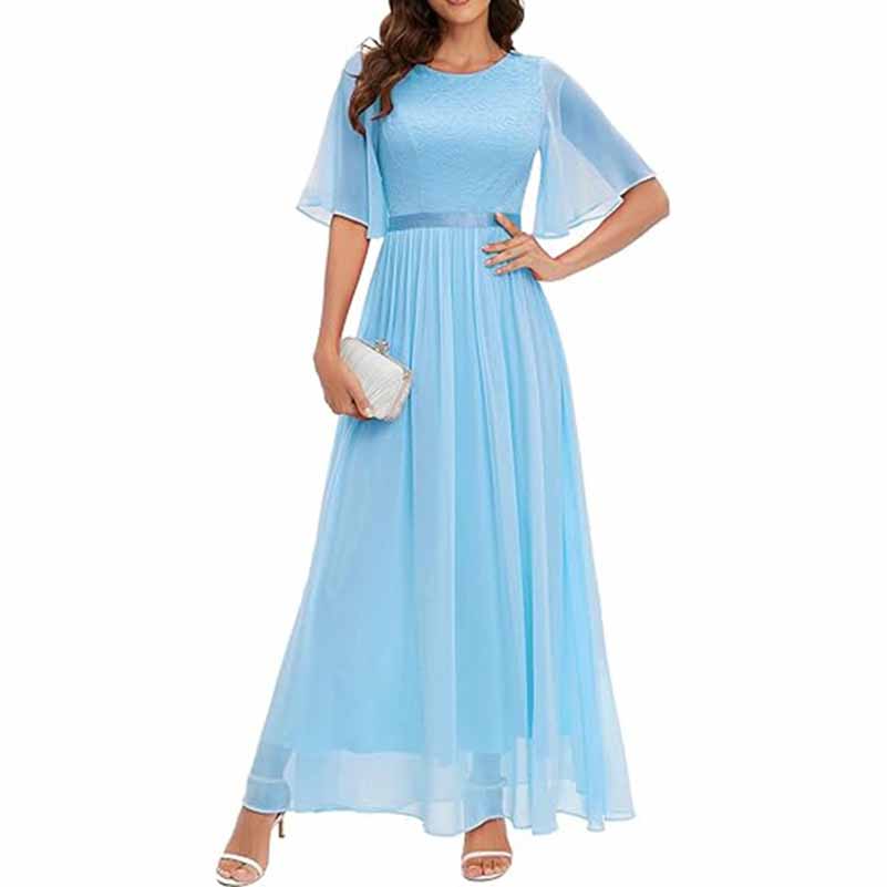 Junior Bridesmaid Dress Short Sleeves Lace Wedding Guest Dress