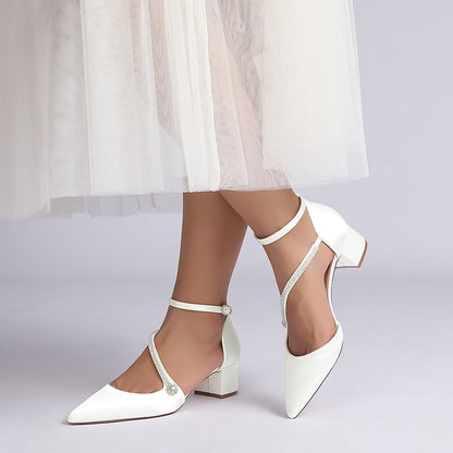 Elegant sd-hk chunky heel bridal heels with ankle straps, perfect for wedding day style