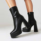 Women's chunky heeled fashion boots plus size trendy short bootie