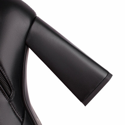 Women's chunky heeled fashion boots plus size trendy short bootie