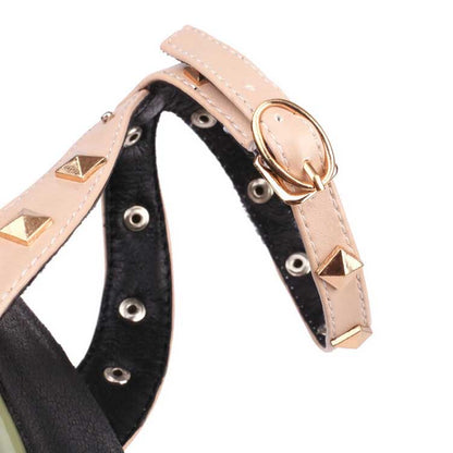 Women's Chunky Heel Sandals Square Toe Riveted Platform Heels