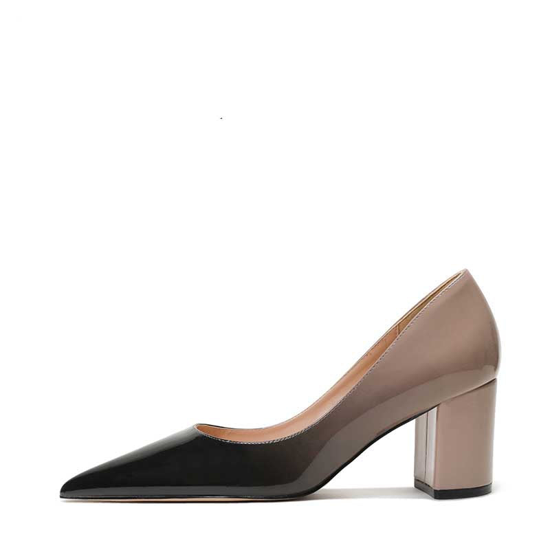 Stylish SD Dresscode classic block heels for women in a sleek black and taupe design