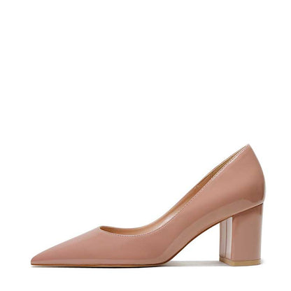 SD Dresscode classic block heels for women in nude with a pointed toe design