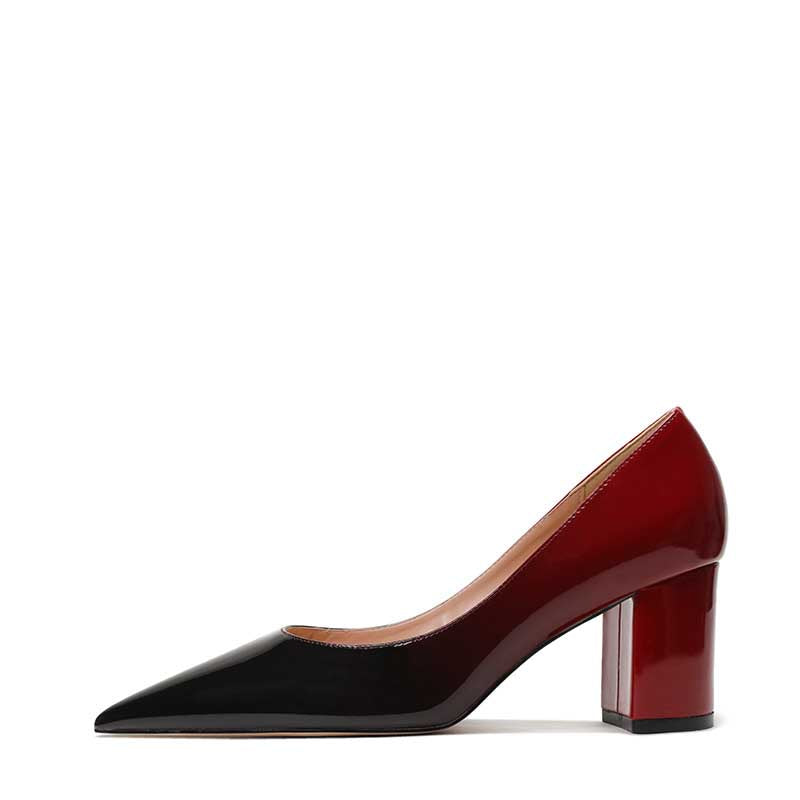 Elegant SD Dresscode classic block heels for women in black and red with a stylish pointed toe design