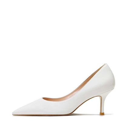 Stylish white classic party heels for women with a pointed toe and elegant design
