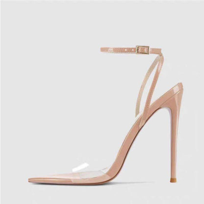 Women's Clear Strap Heels Dress Pumps in Black, Red, Apricot