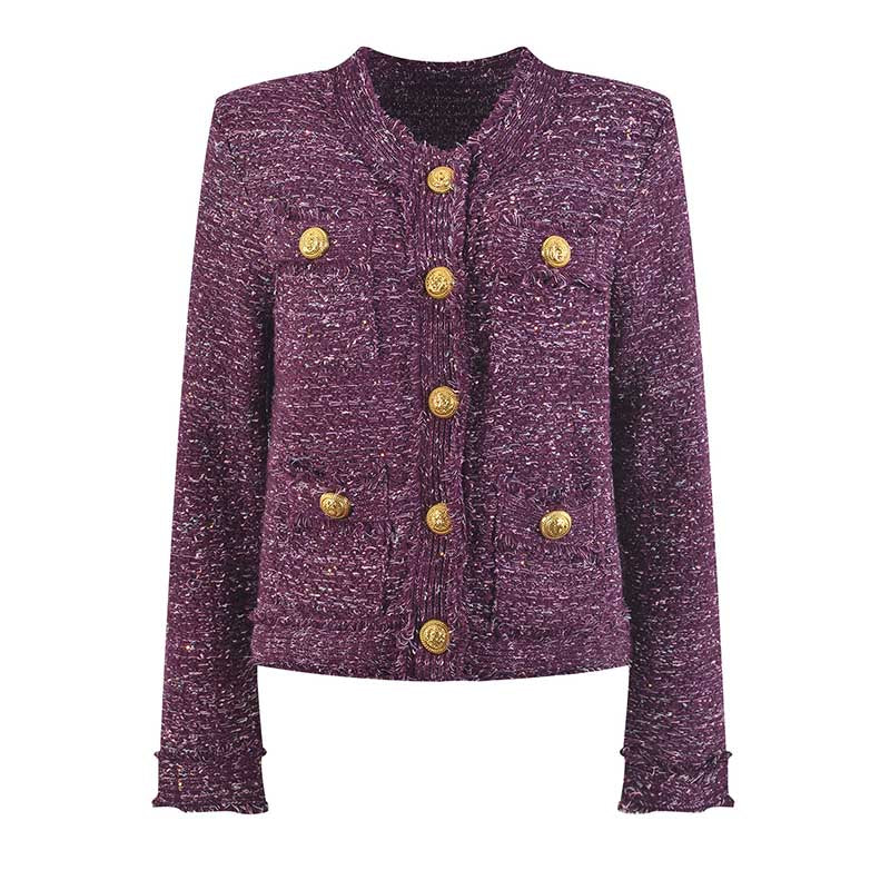 Ladies Tweed Short Jacket Casual Coat