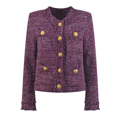 Ladies Tweed Short Jacket Casual Coat