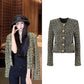 Womens Tweed Short Jacket Gold Button Coat