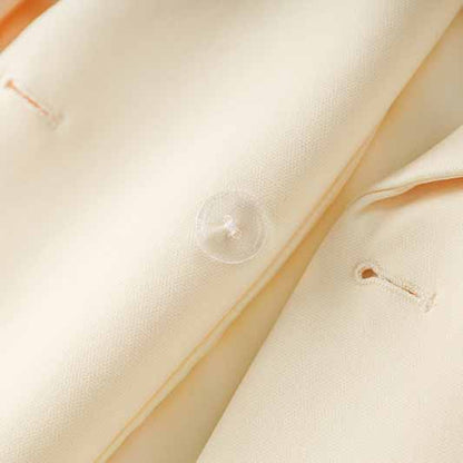 Women's Ivory Coat Double Breasted Buttons Luxurious Y-shaped Lapel Blazer Jacket