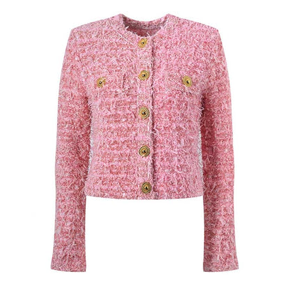 Ladies Tweed Sweet Jacket Short Casual Coat