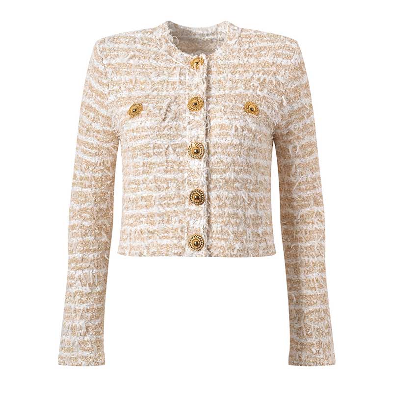 Ladies Tweed Sweet Jacket Short Casual Coat