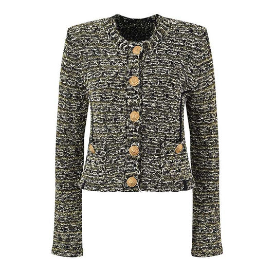 Womens Tweed Short Jacket Gold Button Coat