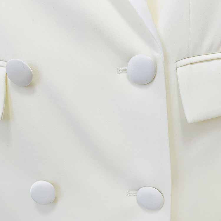 Women's Hand Made Nail beaded White / Black Mid Length Blazer Dress