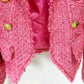 Pink 8 Button Tweed Jacket Breasted Blazer