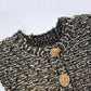 Womens Tweed Short Jacket Gold Button Coat