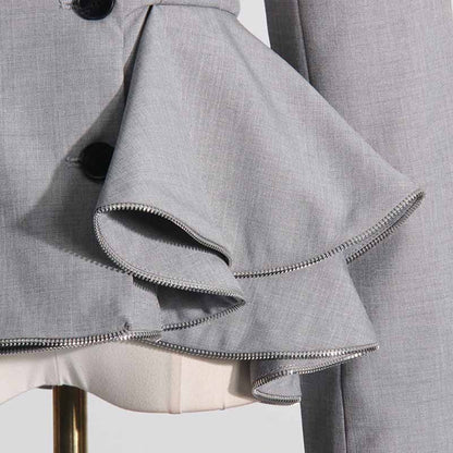 Women's Double Breasted Blazer With Scallops