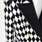 Womne's Black White Jacket Checkered Double Breasted Blazer