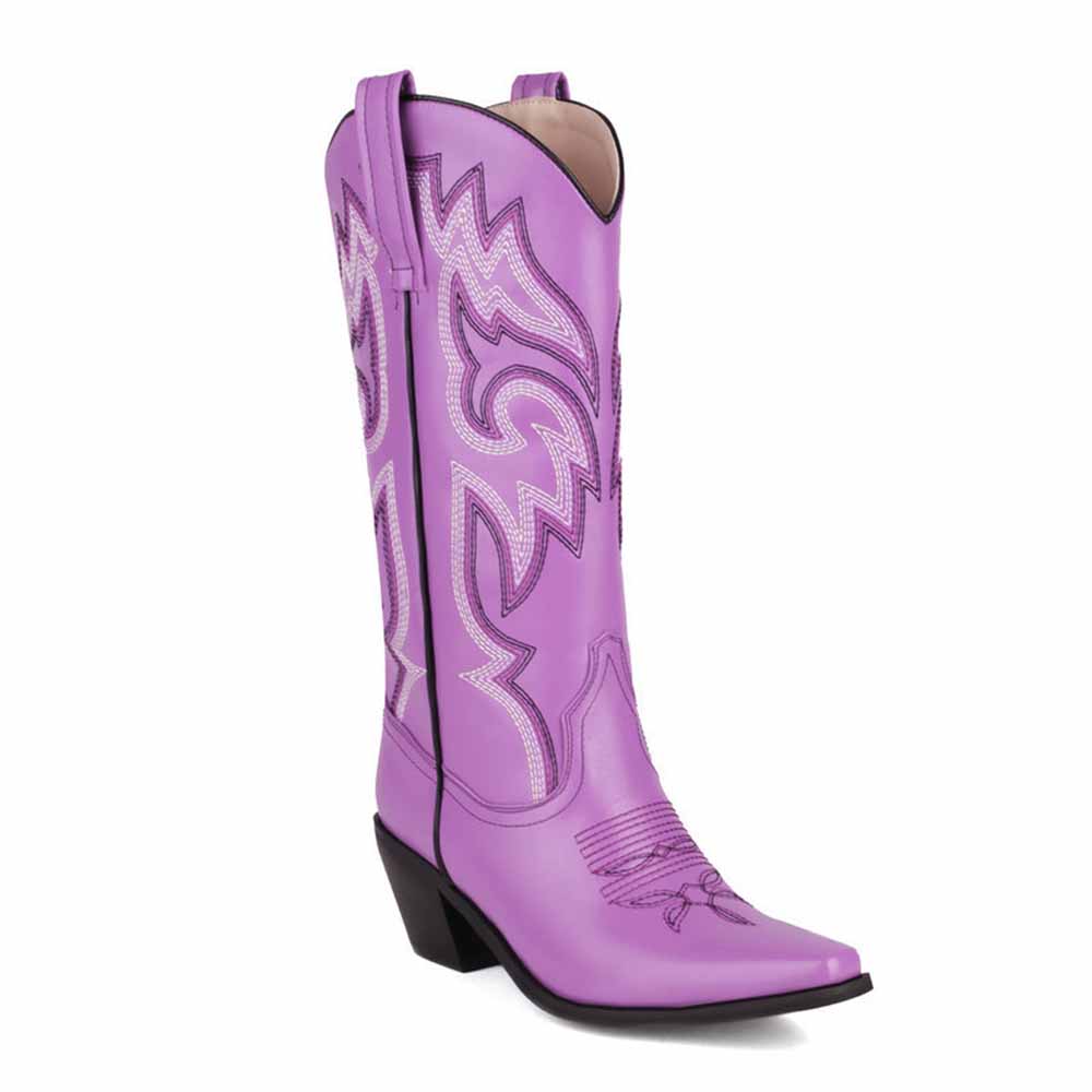 Colorful Embroidered Cowgirl Boots in Pink