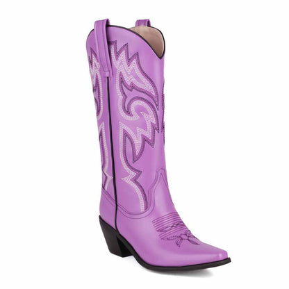 Colorful Embroidered Cowgirl Boots in Pink