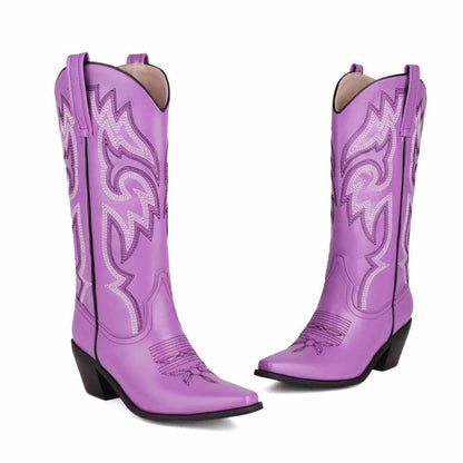 Colorful Embroidered Cowgirl Boots in Pink