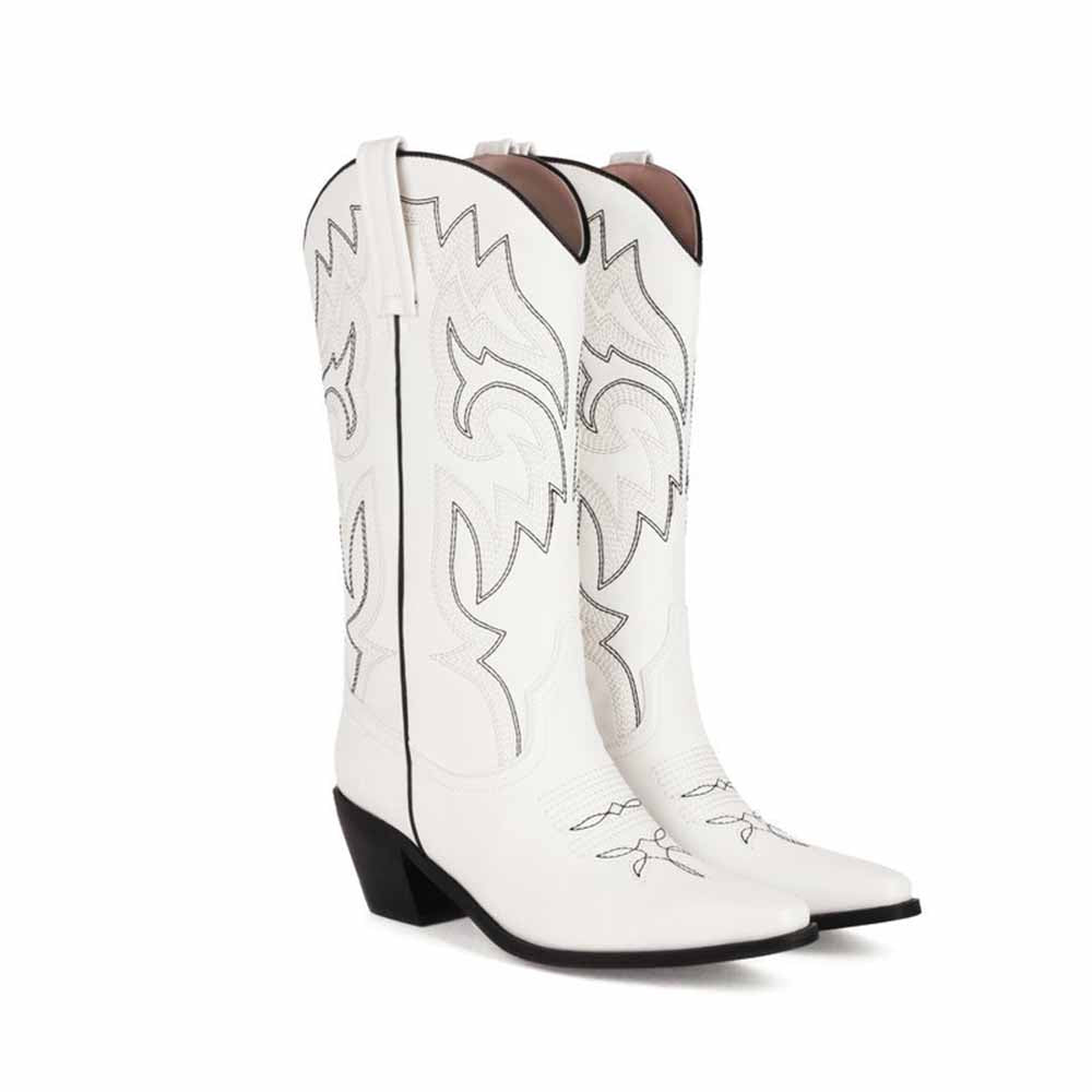 Colorful Embroidered Cowgirl Boots in Pink