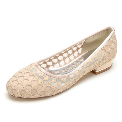 Elegant SD Dresscode comfortable bridal flats in blush with a lace design for stylish weddings