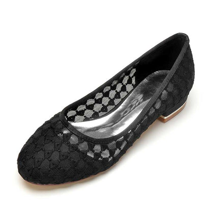 SD Dresscode comfortable bridal flats in black lace design with a low heel for stylish comfort