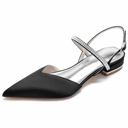 Elegant black S&DCo. comfortable wedding shoes for brides with sparkling ankle strap detail