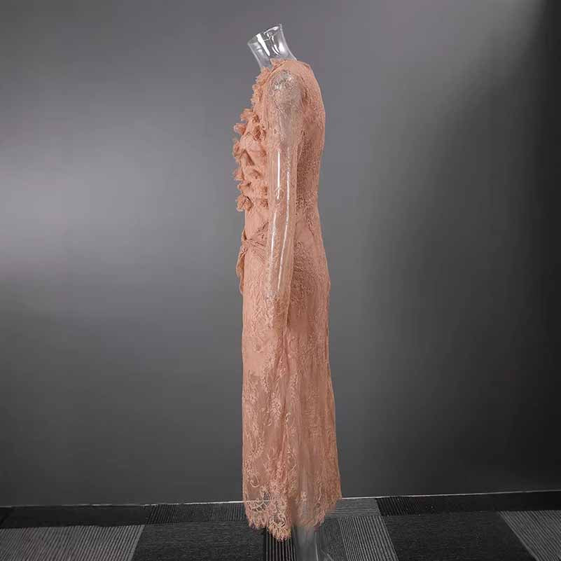 3D Floral Lace Maxi Dress – Romantic Evening or Wedding Guest Look