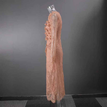 3D Floral Lace Maxi Dress – Romantic Evening or Wedding Guest Look