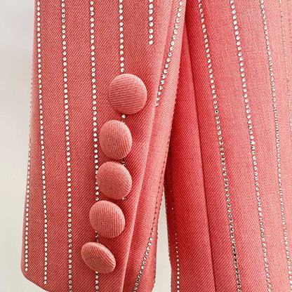 Women Wide-Leg Pantsuit Diamond Stripes Event Outfit