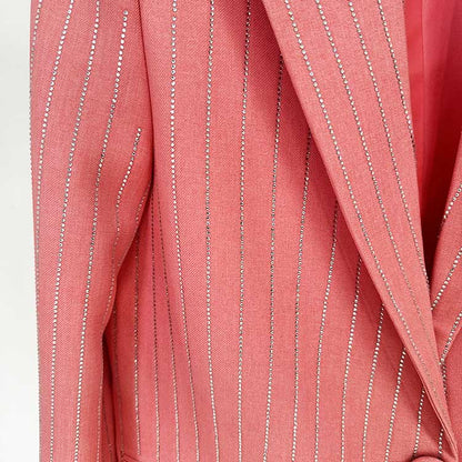Women Wide-Leg Pantsuit Diamond Stripes Event Outfit