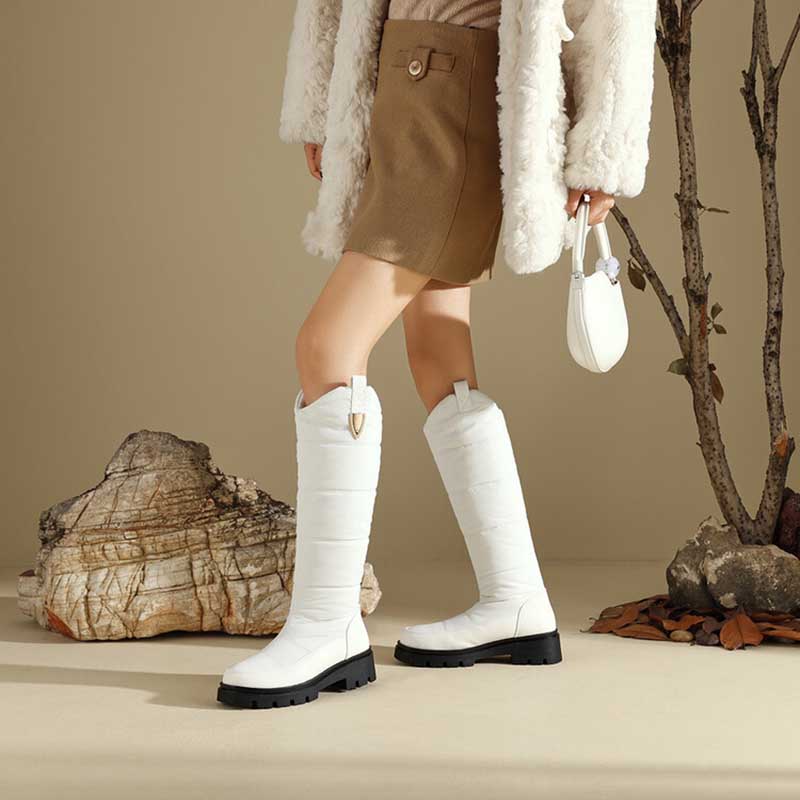 Ladies Winter Boot Faux Fur Warm Shoes Knee High Snow Boots