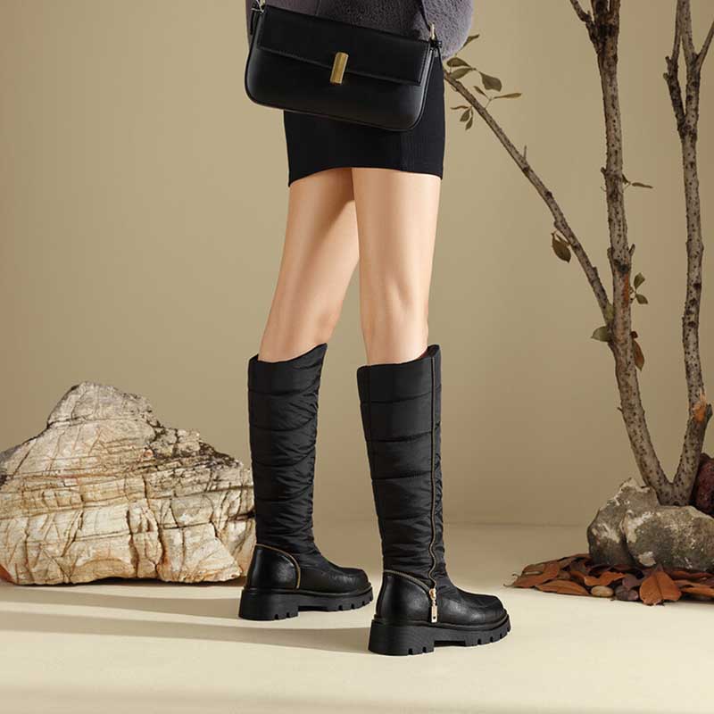 Winter Boots Women Plush Lined Snow Boots Waterproof Down Cotton Boots