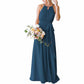 Women's Halter Chiffon Bridesmaid Dress Long A-Line Weddign Guest Dresses