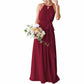 Women's Halter Chiffon Bridesmaid Dress Long A-Line Weddign Guest Dresses