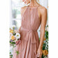 Women's Halter Chiffon Bridesmaid Dress Long A-Line Weddign Guest Dresses